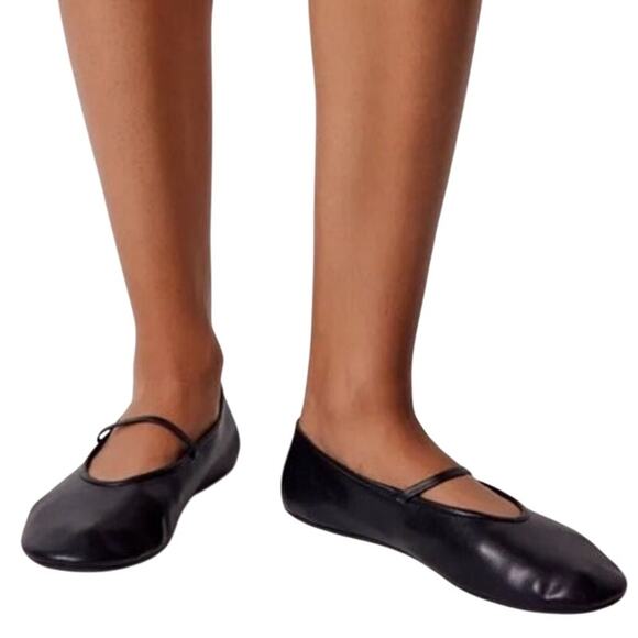 Jeffrey Campbell Dancerina Leather Mary Jane Flats Balletcore Chic Black Sz 8.5 - Picture 1 of 10